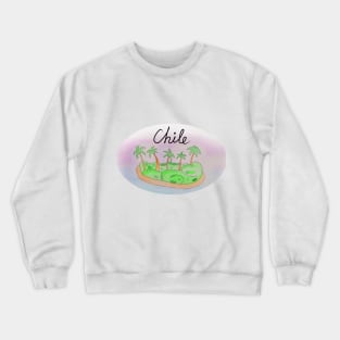 Chile watercolor Island travel, beach, sea and palm trees. Holidays and rest, summer and relaxation Crewneck Sweatshirt